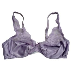 Vintage Enhance 80s Lace And Satin Bra Purple Size 34B Unpadded Underwired 6310
